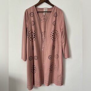 Forgotten Grace Faux Suede Duster-Size Small